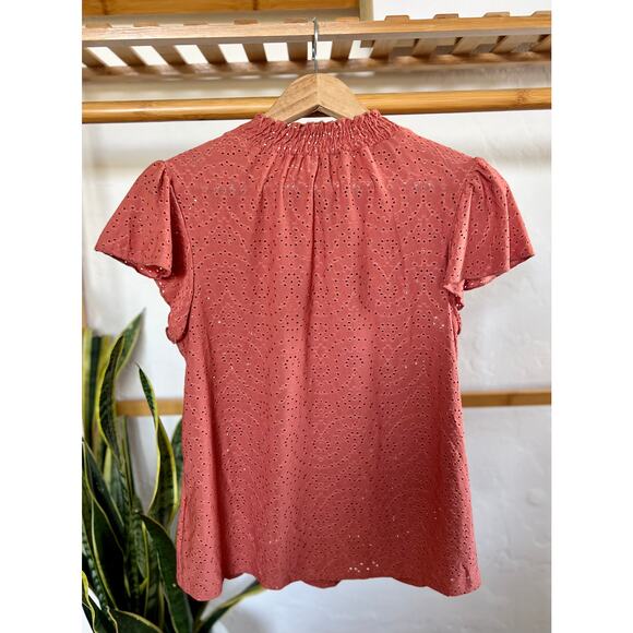 W5 Pink Smocked Eyelet Top - Picture 7 of 7